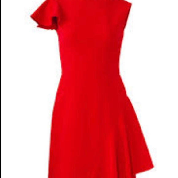 Milly of New York Vibrant Red Asymmetrical Dress - Picture 3 of 12